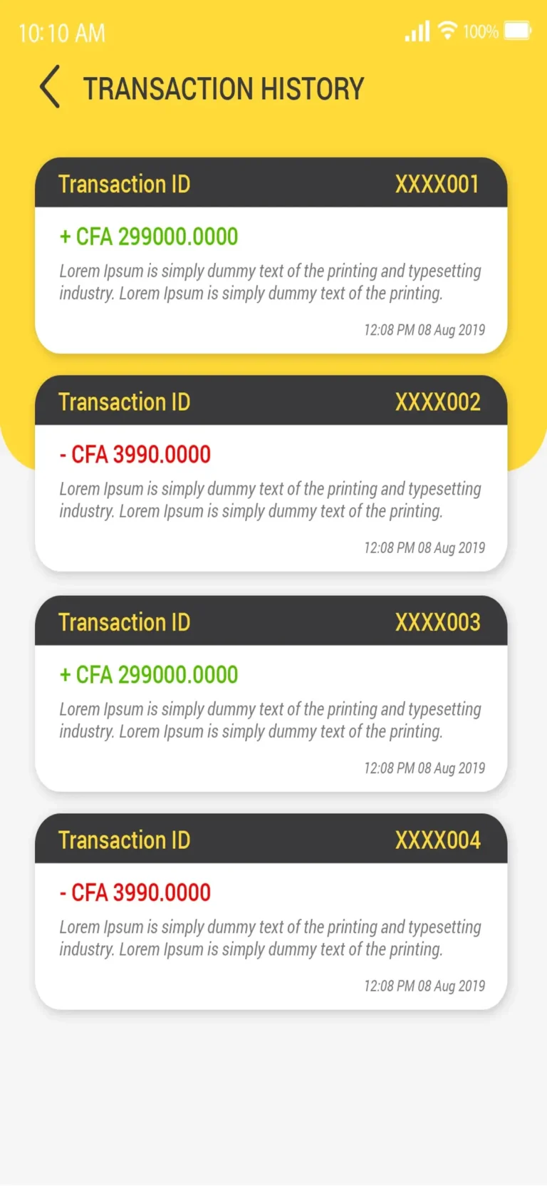 Transaction History