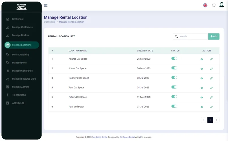 Manage Rental Locations