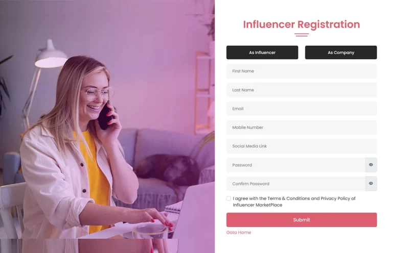 Influencer Registration